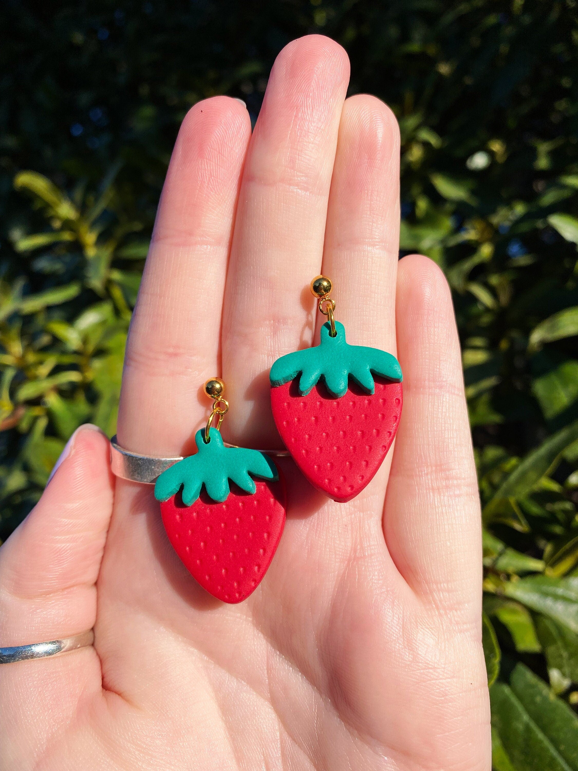 Polymer clay shop strawberry earrings