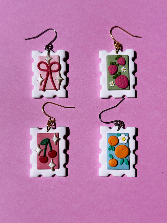 Postage Stamp Earrings Mix'n'Match *ONE PAIR OF MISMATCHED EARRINGS*