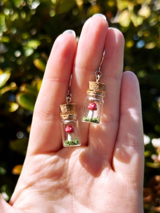 Fairy Mushroom Jar Earrings