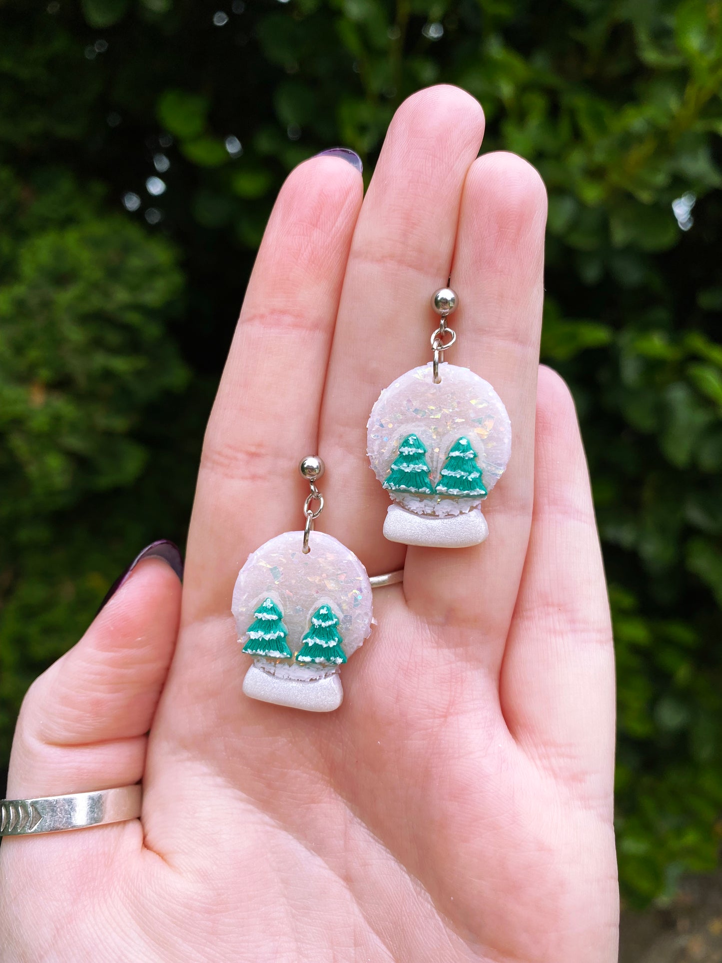 Snow Globe Christmas Earrings