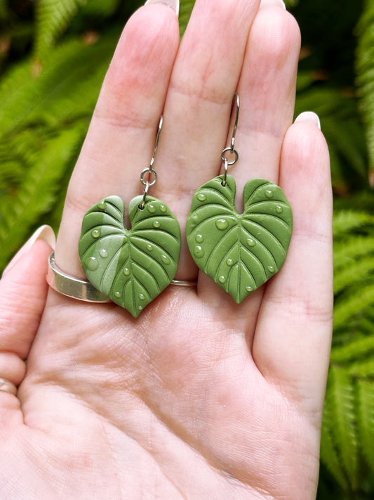 Philodendron Plant Leaf Earrings