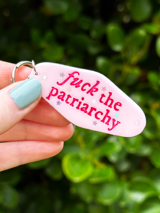 Fuck the Patriarchy Keychain | Pink