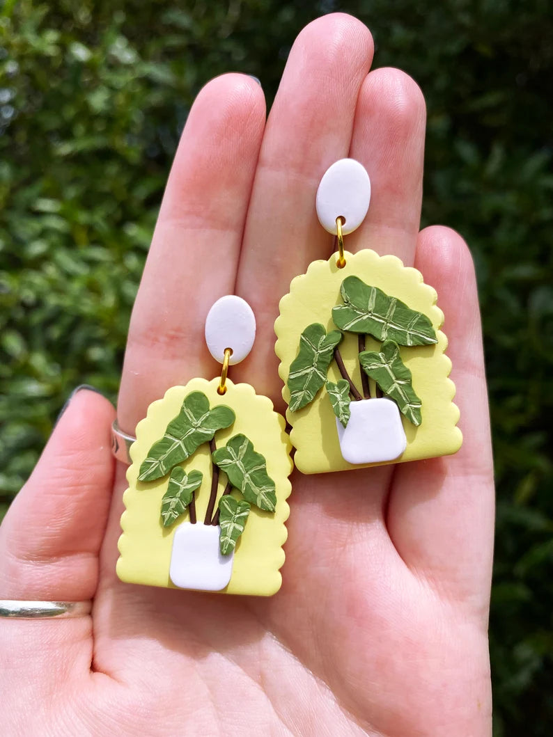 Elephant's Ear Houseplant Earrings